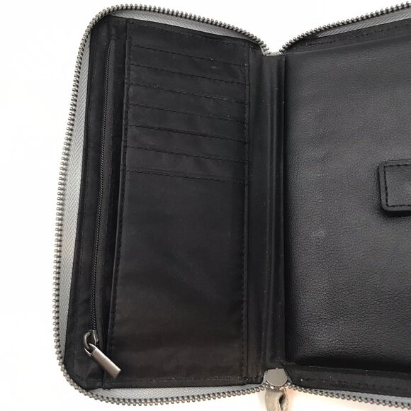 VTG. Yik Gung Blue Jean Y2K Denim Zip Around Wristlet Wallet Travel Organizer - Picture 9 of 9